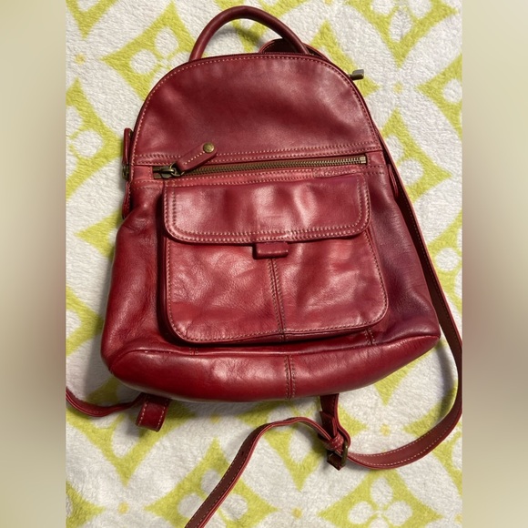 Fossil Handbags - FOSSIL Red Leather SMALL Backpack